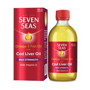 Seven Seas Omega 3 Fish Oil Plus Cod Liver Oil Maximum Strength 300ml