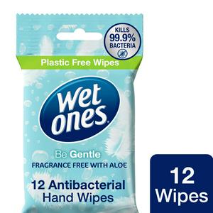 Wet Ones Be Gentle Antibacterial Hand & Body Wipes Fragrance Free with Aloe x12