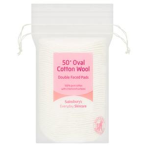 Sainsbury's Double Faced Oval Cotton Wool Pads x50