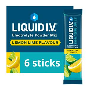 Liquid IV Hydration Multiplier Electrolyte Powder Mix Food Supplement Lemon Lime Sachets x6