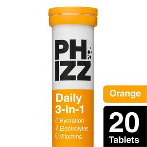 Phizz Daily 3-in-1 Hydration, Electrolytes & Vitamins Effervescent Tablets Orange x20 Tablets