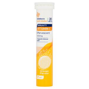 Sainsbury's Health Matters Immunity Vitamin C Effervescent Orange Flavour Tablets 1000mgx20