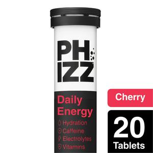 Phizz Daily Energy, Hydration, Caffeine, Electrolytes & Vitamins Effervescent Tablets Cherry x20 Tablets