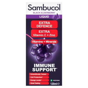 Sambucol Black Elderberry Extra Defence Extra Vitamin C + Zinc + Vitamins + Minerals Liquid 120ml