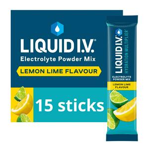 Liquid IV Electrolyte Powder Mix Food Supplement Lemon Lime Sachets x15