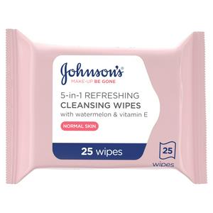 Johnson's Make Up Be Gone Facial Wipes, Refreshing x25