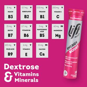 Lift Activ Juicy Raspberry Energy Boost Chewable Tablets x18 72g - Image 3