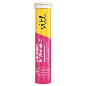 Vitl Collagen & Vitamin C 20 Peach Flavour Effervescent Tablets 20 x 4g
